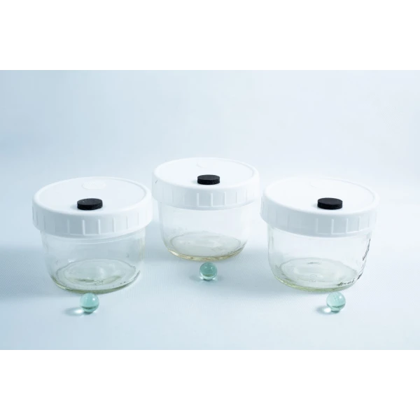 3 x 240 ml Mason jars with injection port and a air filter, Marbles